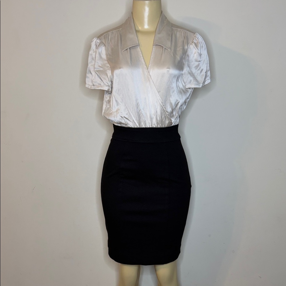 Three Dots Elegant Cream & Black Dress Size S